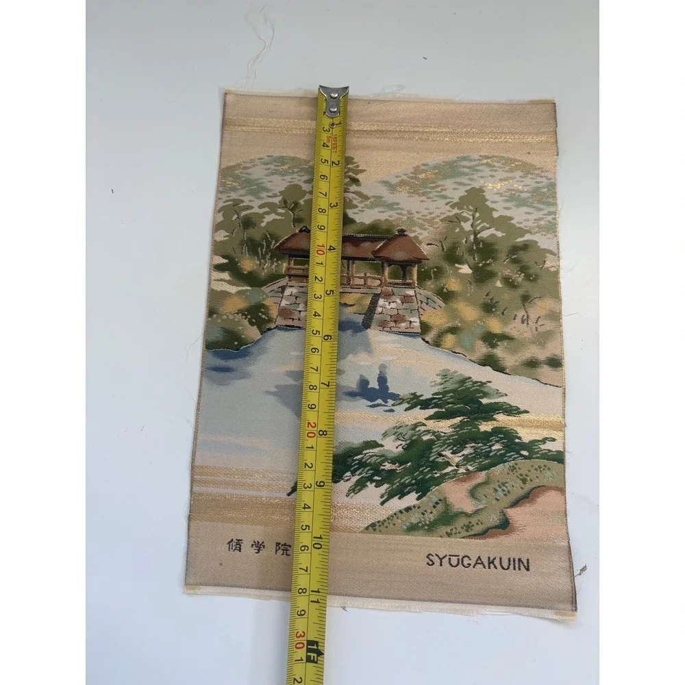 Vintage Japanese Silk Tapestry Shugakuin Imperial Villa Kyoto Gold Thread Art